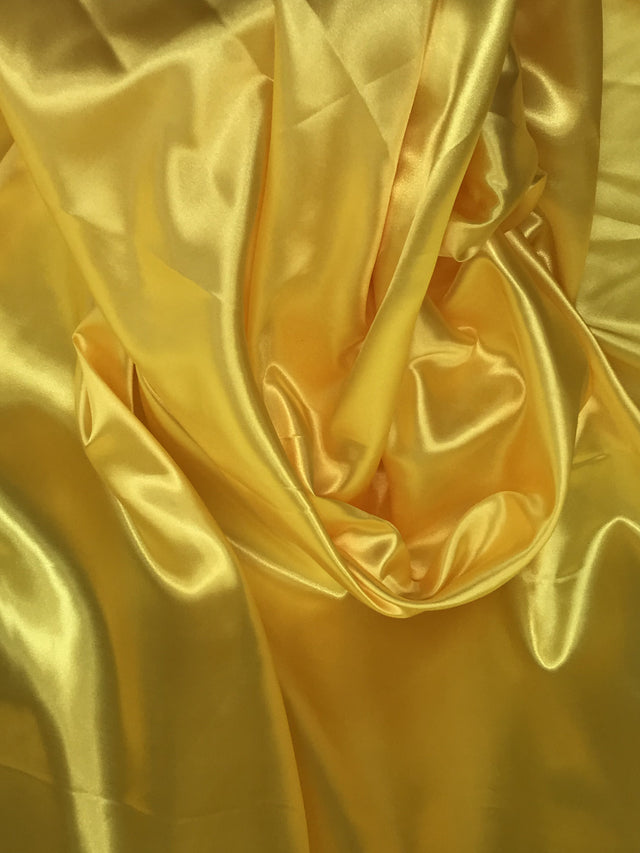 Yellow Medium Satin Polyester Fabric - Yellow, 58"-60" Width