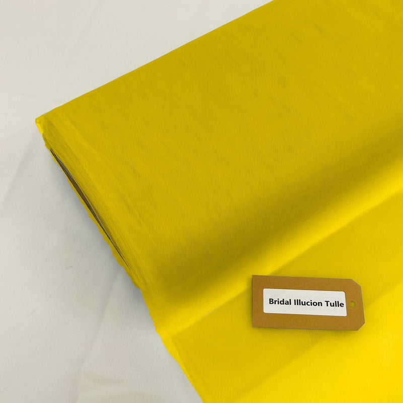 Bridal Illusion Polyester Tulle Fabric - Yellow Sheer, 108" Width (1 Roll)