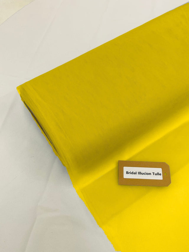 Bridal Illusion Polyester Tulle Fabric - Yellow Sheer, 108" Width (1 Roll)