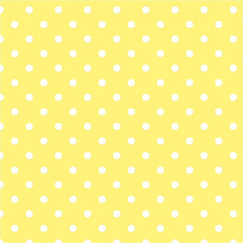 1/4″ Quarter inches White Polka Dot on Yellow Poly Cotton Fabric,
