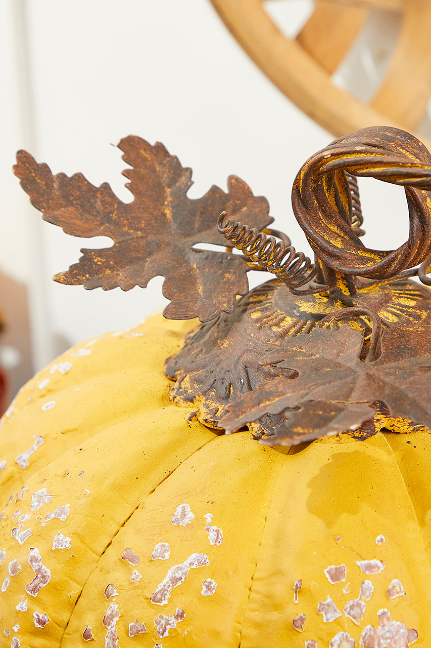 15" Yellow Metal Pumpkin