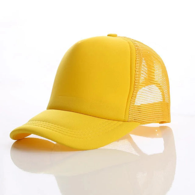 Trucker Hats Caps Fabric - Yellow, Adjustable (1 Piece)