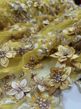 Beaded Lace 3D Floral Yellow