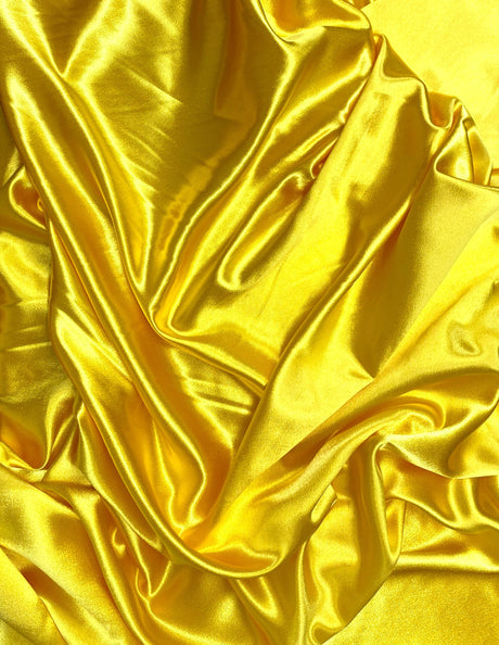 Crepe Satin Polyester Fabric - Yellow, 58" Width (1 Yard)