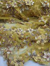 Beaded Lace 3D Floral Yellow