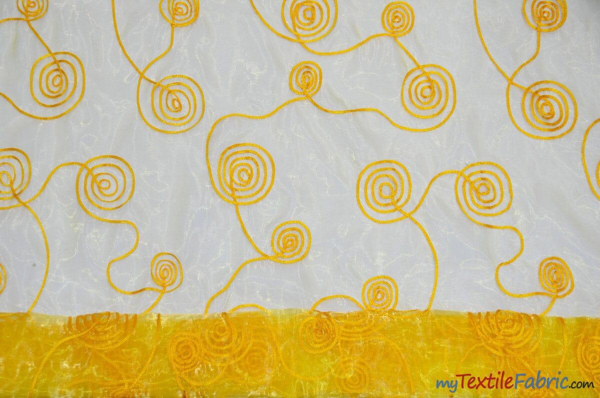 Donatello Organza Embroidery Fabric - Embroidered Floral Sheer, 54" Width, Multiple Colors (1 Yard)
