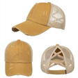 Criss-Cross Cap Fabric - Yellow/ Khaki, Criss-Cross Ponytail Slot (1 Cap)