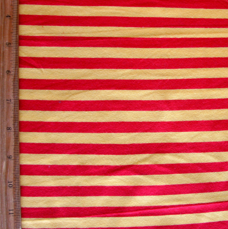 Cotton Lycra Yellow and Red 3/8" Stripe Knit Fabric
