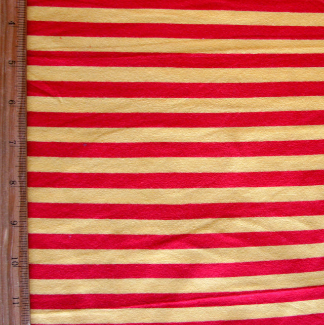 Cotton Lycra Yellow and Red 3/8" Stripe Knit Fabric