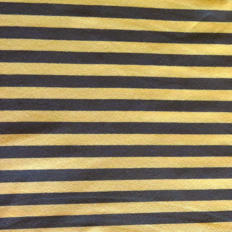 Cotton Lycra Yellow and Dark Green Stripe Knit Fabric