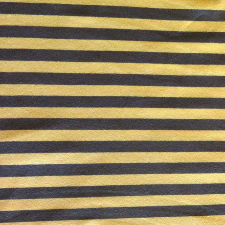Cotton Lycra Yellow and Dark Green Stripe Knit Fabric