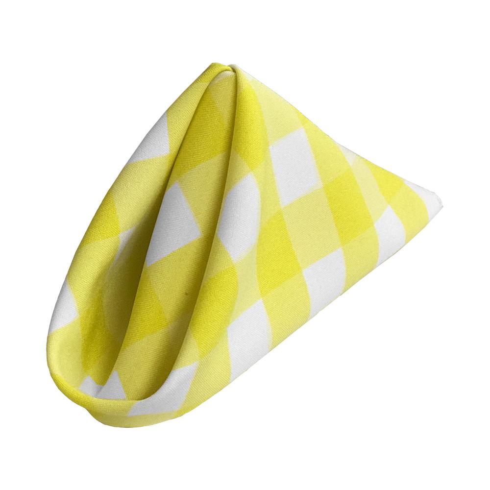 (12 / Pack) White Light Yellow 18″ Checkered Polyester Napkin
