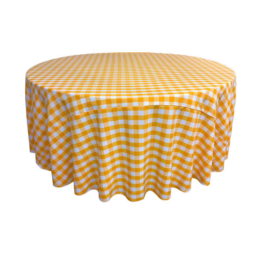 Dark Yellow Polyester Checkered Round 108″