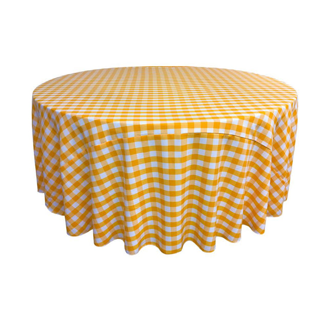 Dark Yellow Polyester Checkered Round 108″