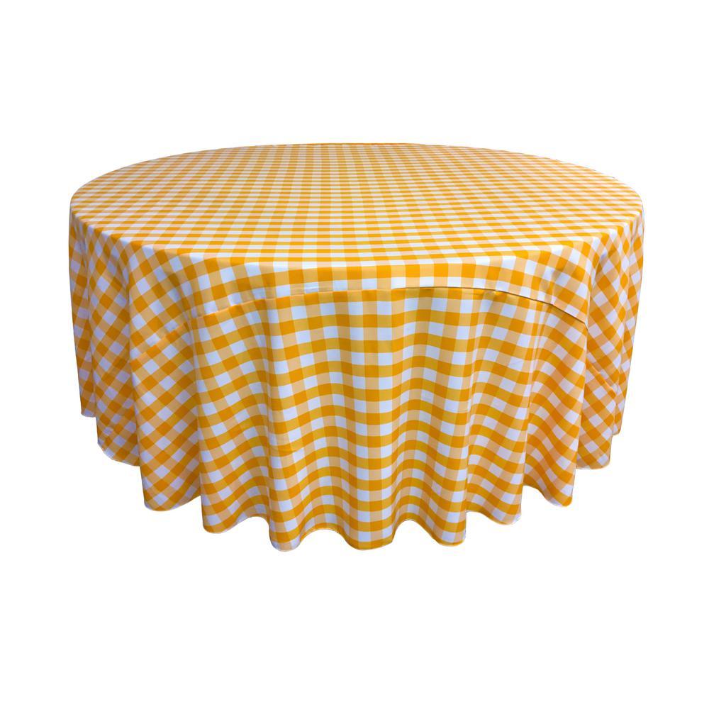 Dark Yellow Polyester Checkered Round 132″