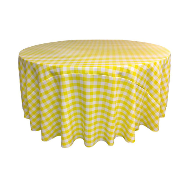 Light Yellow Polyester Checkered Round 108″