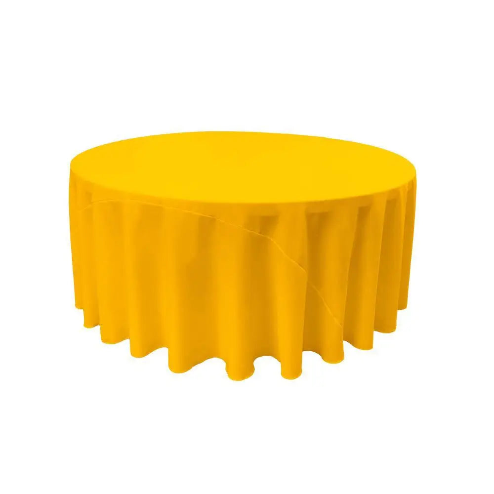 Dark Yellow 100% Polyester Round Tablecloth 132″