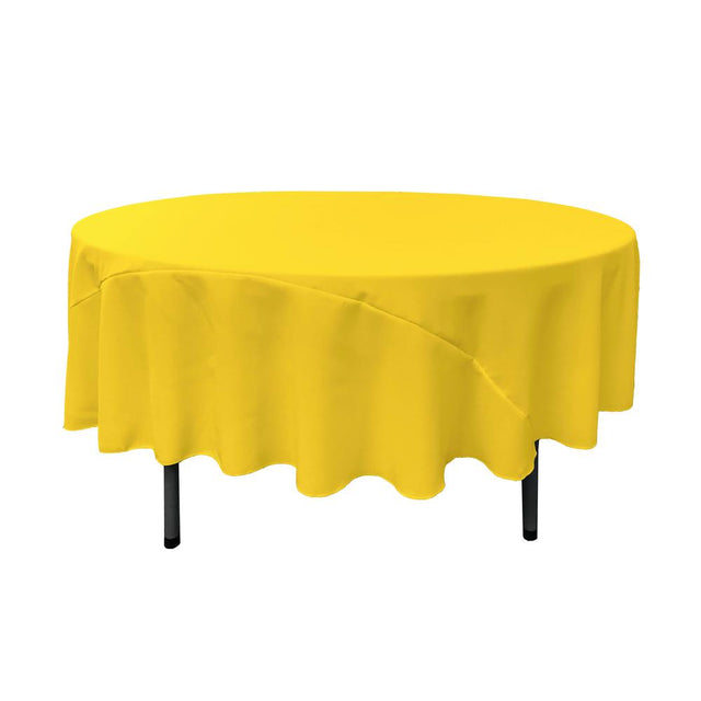 90″ Light Yellow Polyester Round Tablecloth