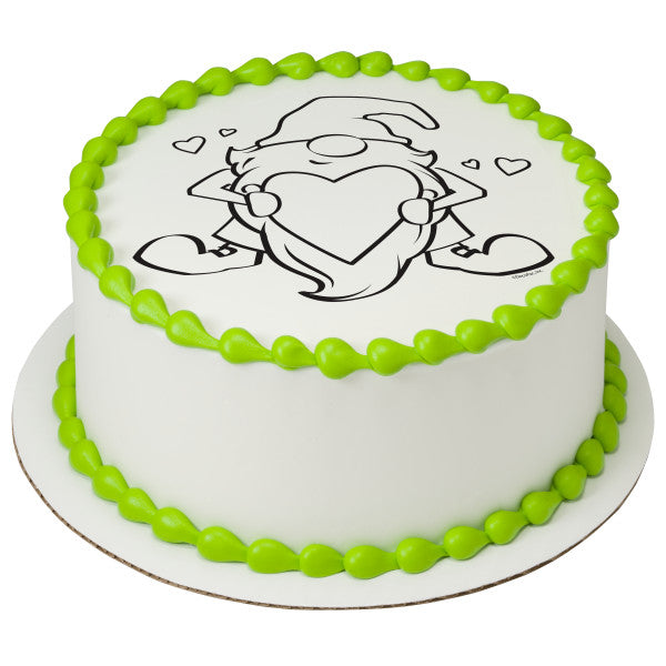 Paintable Love Gnome Valentine's Day Edible Cake Image PhotoCake®