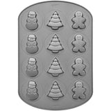 Wilton Non-Stick Christmas Cookie Shapes Pan, 12-Cavity (Gingerbread Man, Tree, Snowman)