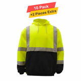 Fullzip Reflective Fleece Hoodie - 10 Pack - 7.62oz/yd2  - 100% Polyester