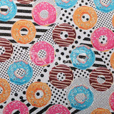 Yum Yum Polyester Spandex Fabric - Multi, Colorful Donut Print, 58/60" Width (1 Yard)