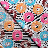 Yum Yum Polyester Spandex Fabric - Multi, Colorful Donut Print, 58/60" Width (1 Yard)