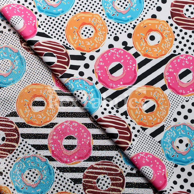 Yum Yum Polyester Spandex Fabric - Multi, Colorful Donut Print, 58/60" Width (1 Yard)