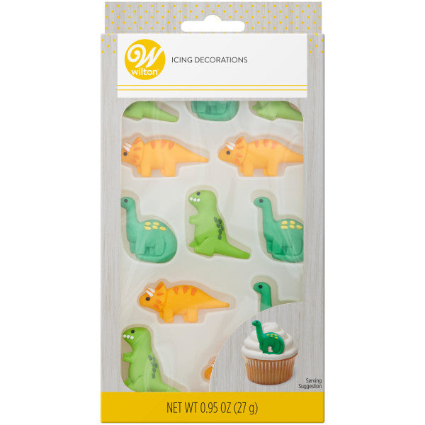 Wilton Green and Orange Dinosaur Royal Icing Decorations, 12-Count