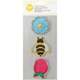 Wilton Daisy, Bumblebee and Tulip Spring Cookie Cutter Set, 3-Piece