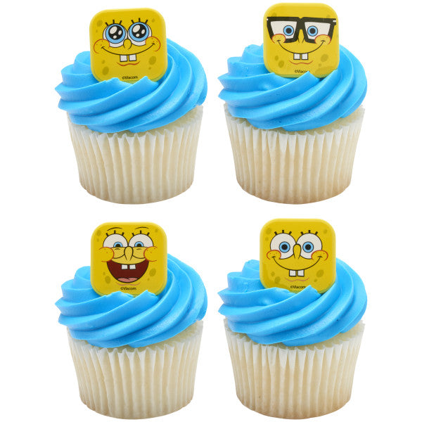 SpongeBob SquarePants Mood Faces Rings for Cupcakes and Cakes Toppers, 144 Pack
