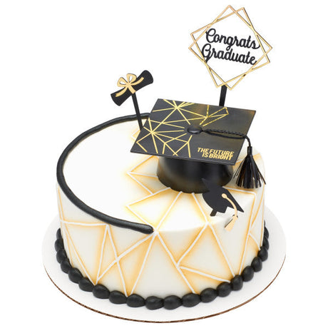 Graduation The Future is Bright Hat Set Cake Kit with Diploma Pics - 4-piece set