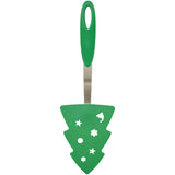 Wilton Green Christmas Tree Plastic Turner or Spatula with Metal and Silicone Handle