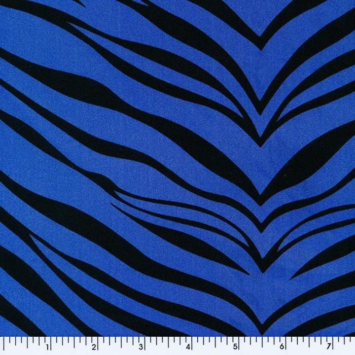 Zebra Print Tricot Royal Spandex Fabric