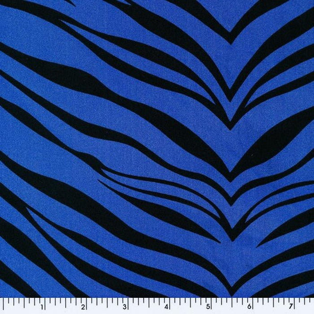 Zebra Print Tricot Royal Spandex Fabric