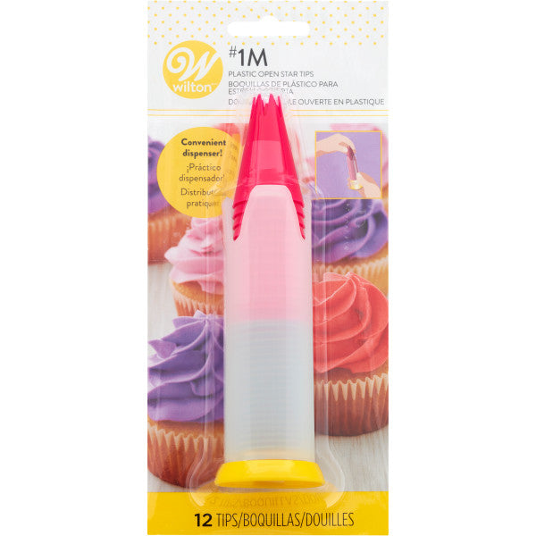 Wilton 1M Disposable Star Piping Tips with Pop-Up Dispenser, 12-Count