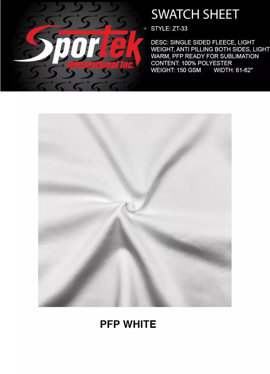 Lightweight Fleece PFP White Sublimation Fabric