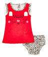 Cute Kitty Baby Dress Cotton Fabric - Mint, Red, Kitty Print, 6M/9M To 24M (1 Piece)