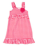 Girl Cotton Stripe Dress - Pink And Red Stripe, Girls Dress, Sizes 2-7 (1 Piece)