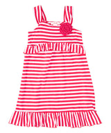 Girl Cotton Stripe Dress - Pink And Red Stripe, Girls Dress, Sizes 2-7 (1 Piece)