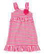 Girl Cotton Stripe Dress - Pink And Red Stripe, Girls Dress, Sizes 2-7 (1 Piece)