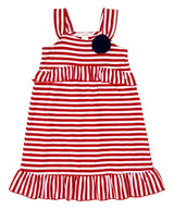 Girl Cotton Stripe Dress - Pink And Red Stripe, Girls Dress, Sizes 2-7 (1 Piece)
