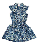 Girl Printed Denim Dress - Blue, Printed, 2-14 (1 Piece)