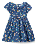 Denim Dress With Bow Denim Fabric - Fern, Magnolia, Daisy, Girls Dress, Sizes 2-8 (1 Piece)