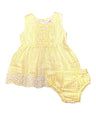 Baby Flower Embroidery Dress - 100 Percent Cotton Fabric, Embroidery, Yellow/Red, Sleeveless Dress & Bloomers, 6M/9M-24M (1 Set)