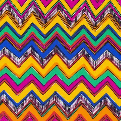 Printed Spandex Chevron Multi Bright