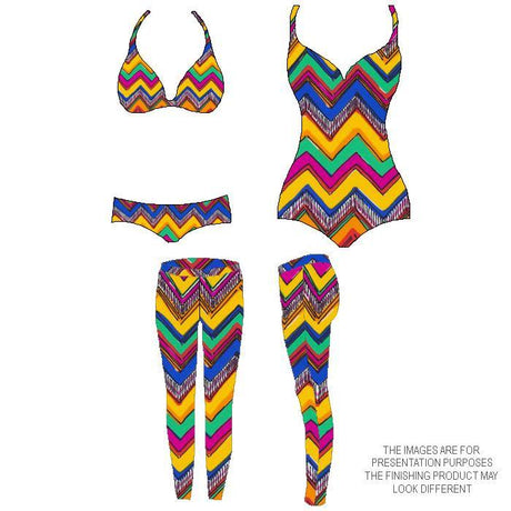 Printed Spandex Chevron Multi Bright