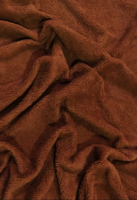 Sherpa Faux Fur Fabric Rust Sold By The Yard