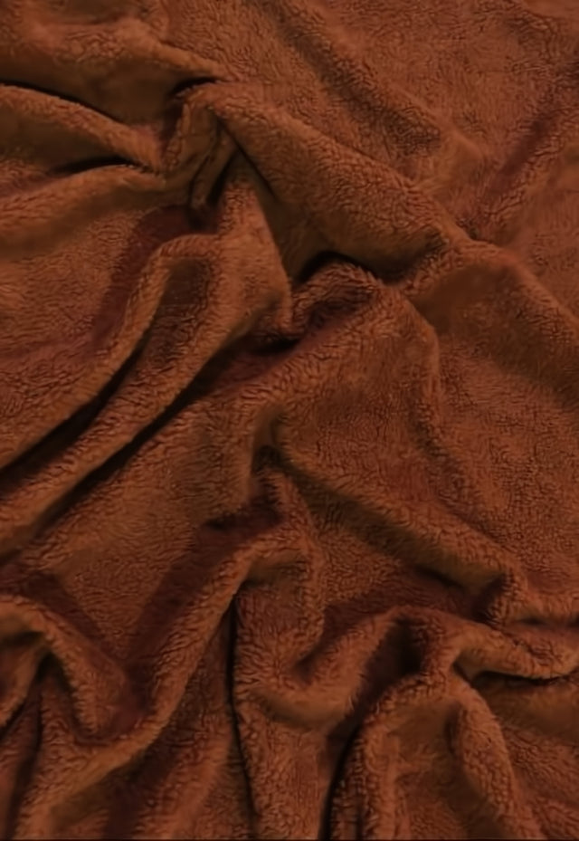 Sherpa Faux Fur Fabric Rust Sold By The Yard